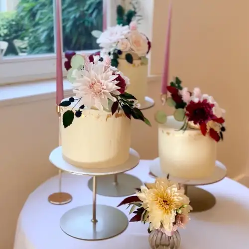 Assorted celebration cakes on display