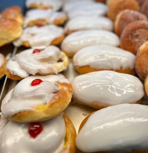 Chelsea buns and iced buns from Belinda's Bakery